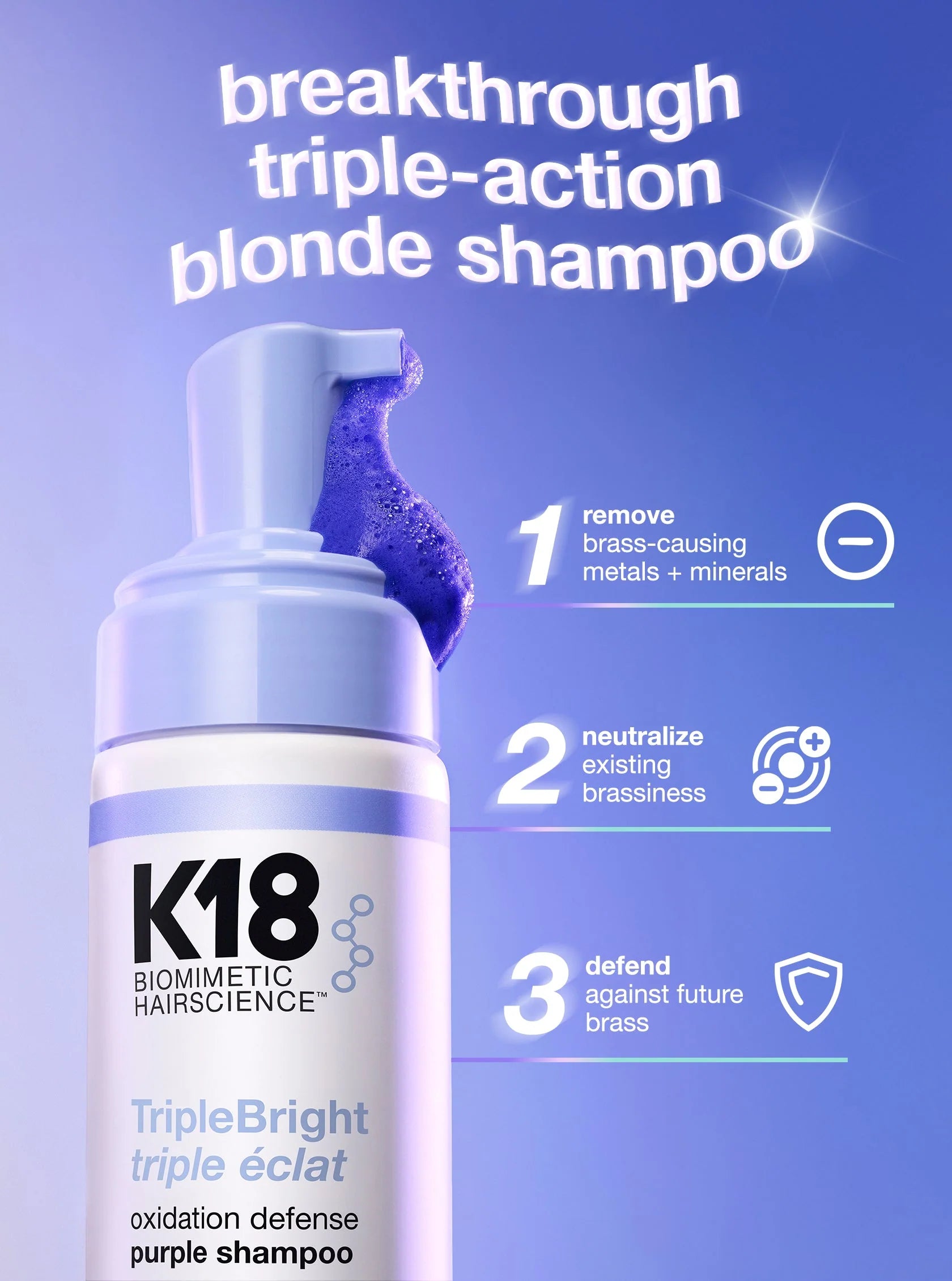 K18 TripleBright oxidation defense purple shampoo 125ml image 1