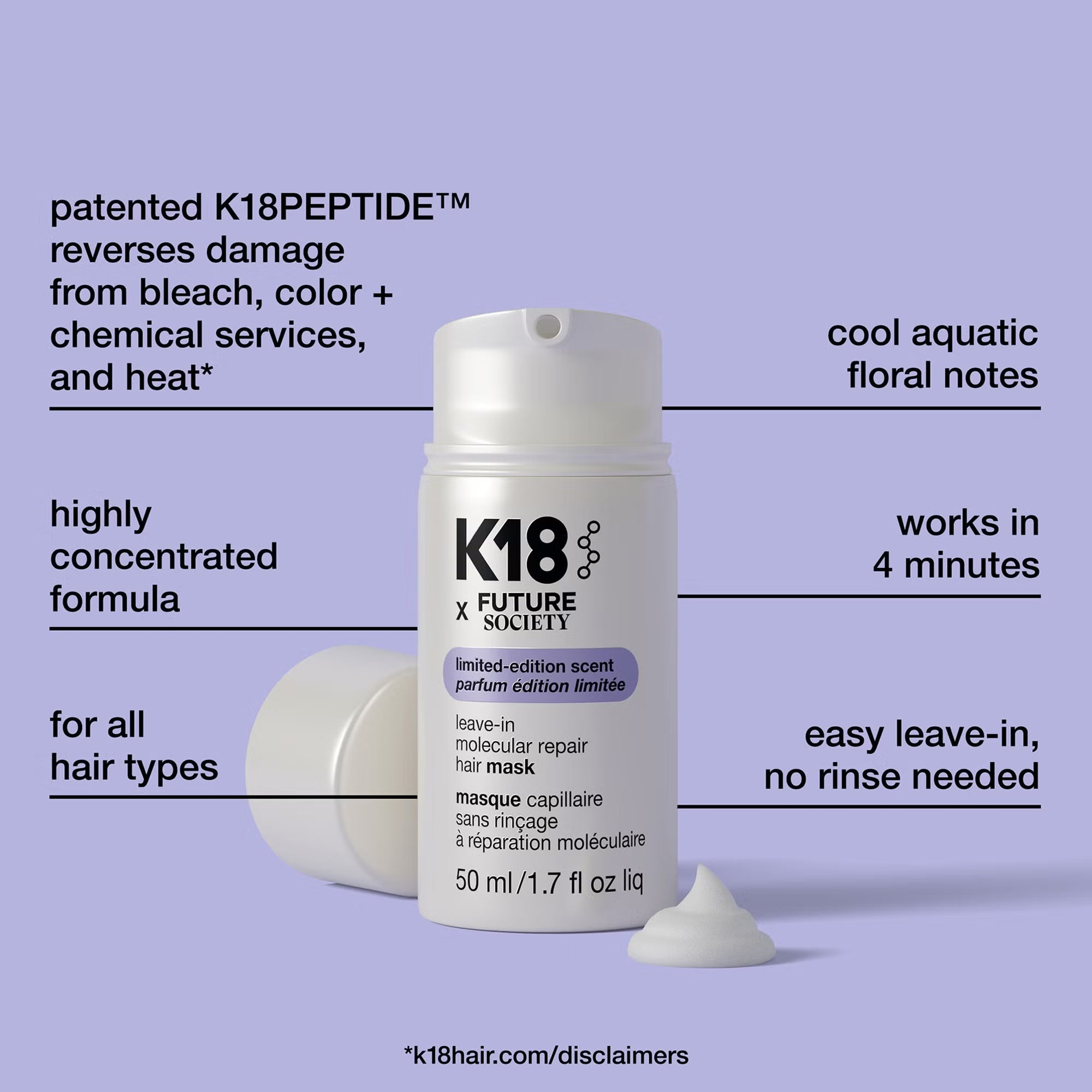 K18 x Future Society Molecular Repair Hair Mask 50ml image 4