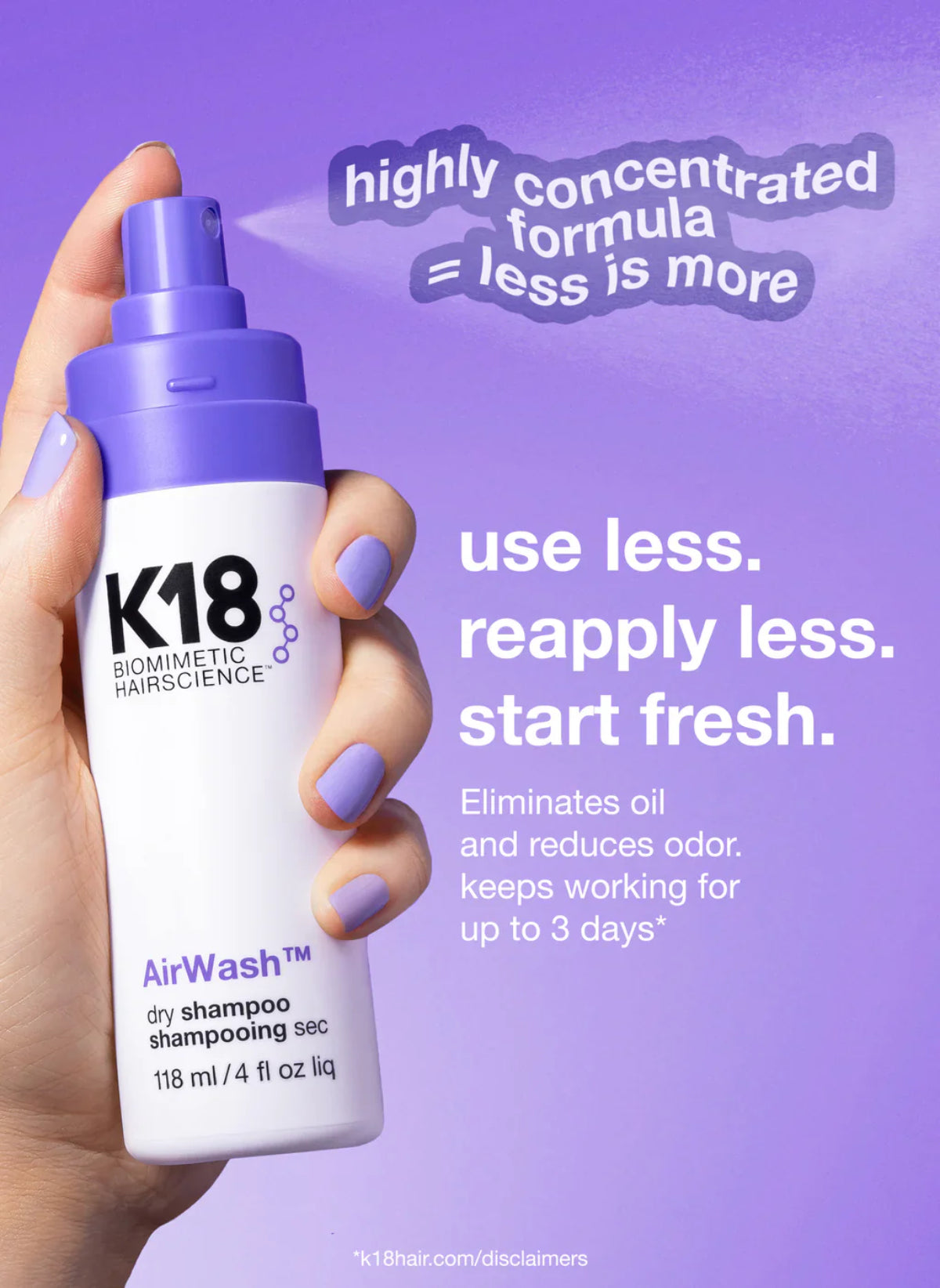 K18 AirWash Dry Shampoo 118ml image 3