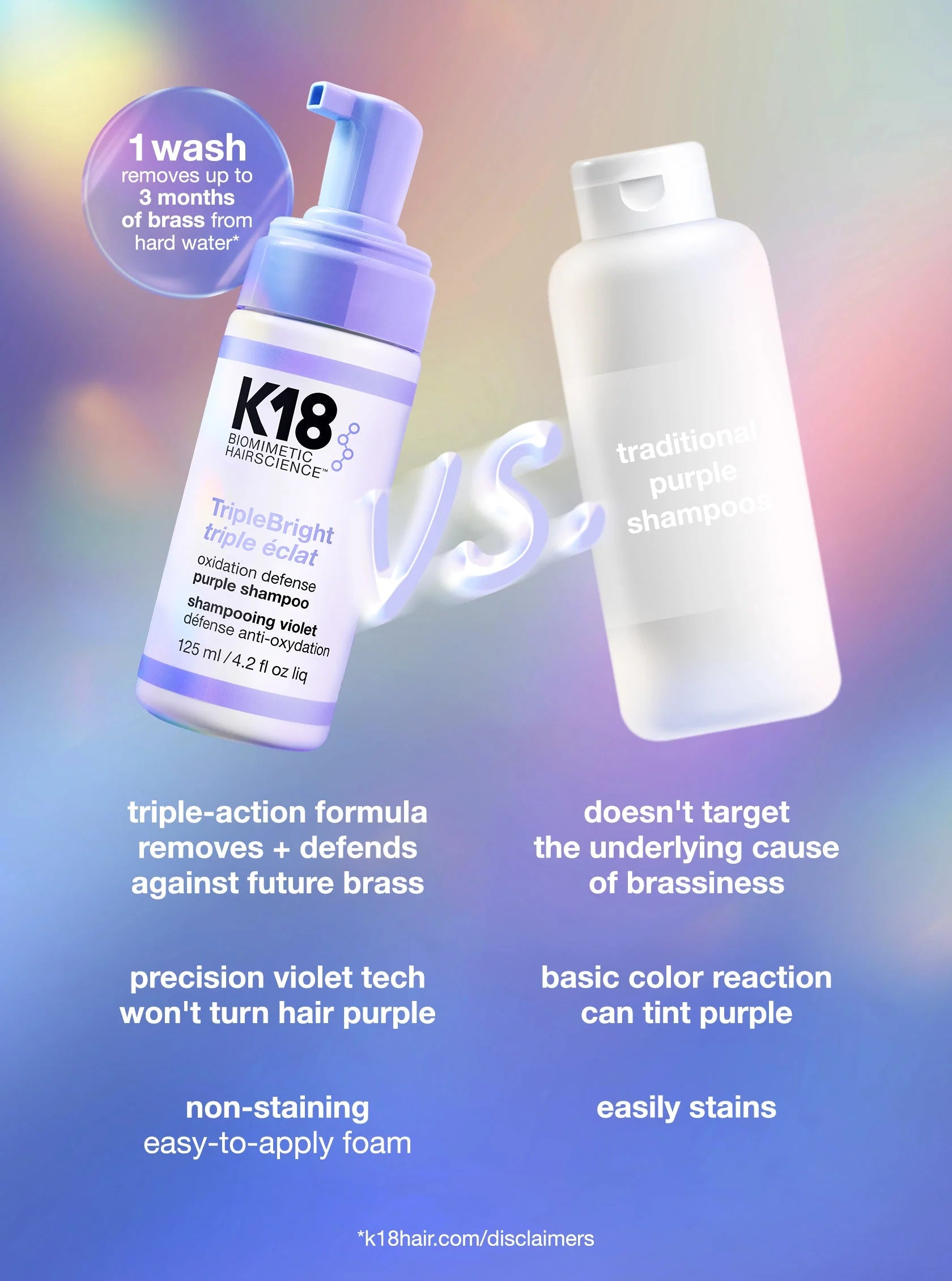 K18 TripleBright oxidation defense purple shampoo 125ml image 3
