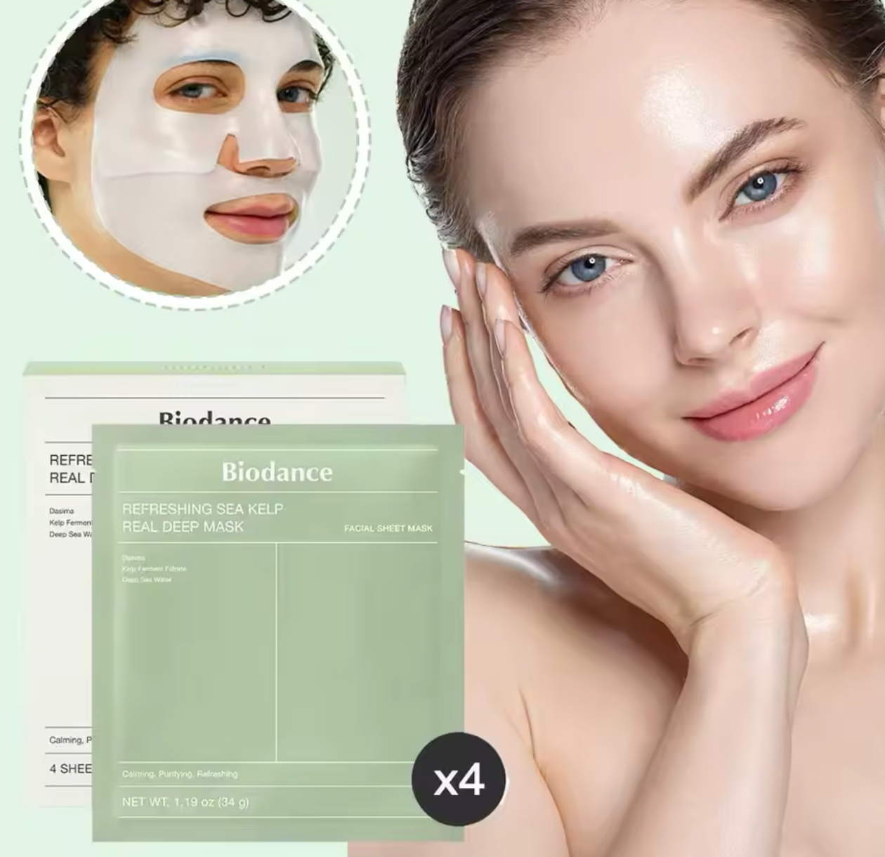 Biodance Refreshing Sea Kelp Real Deep Mask – 4pcs Set image 0