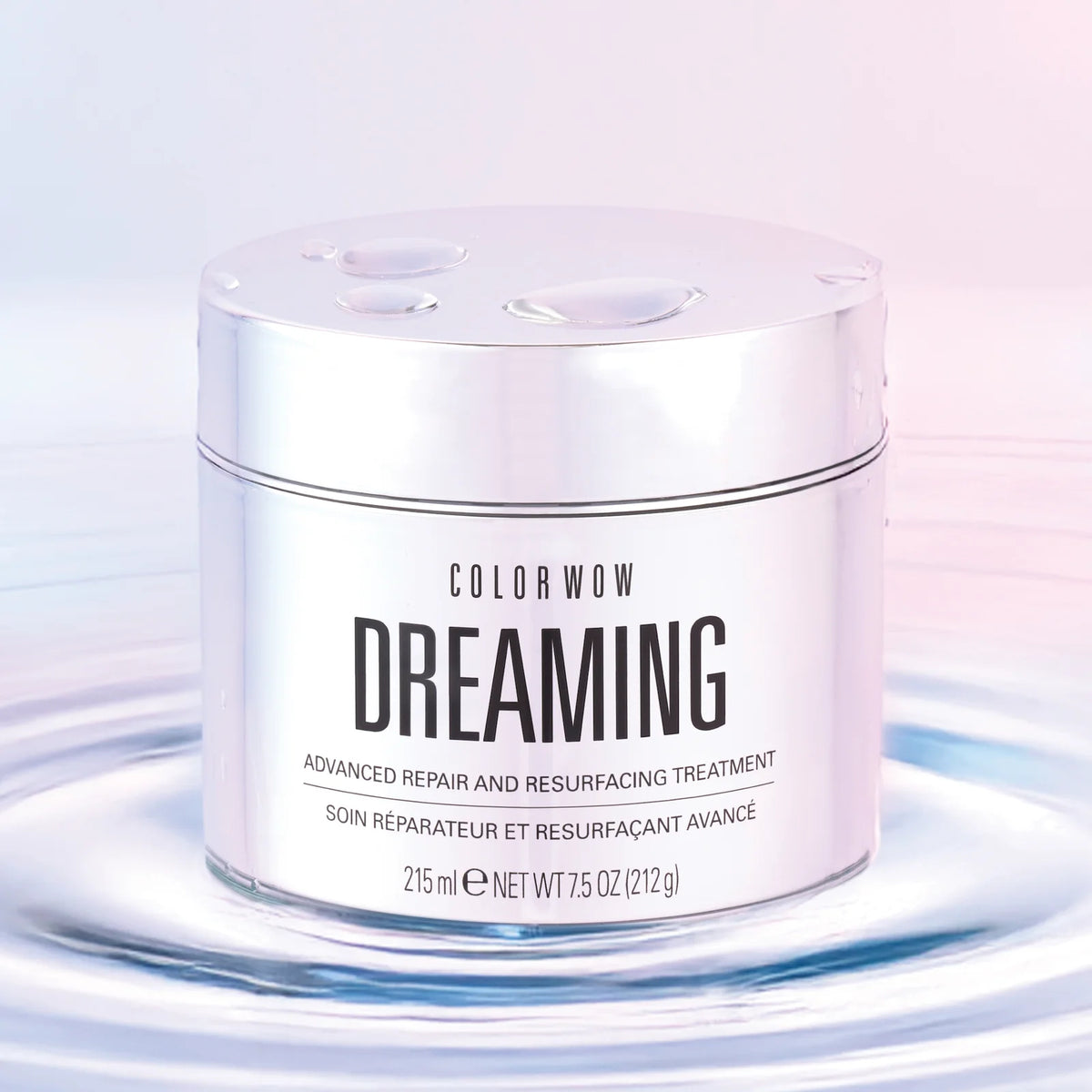 Color WOW Dreaming Advanced Repair and Resurfacing Treatment 215ml bottle, smooth and revitalizes damaged hair with nourishing formula.