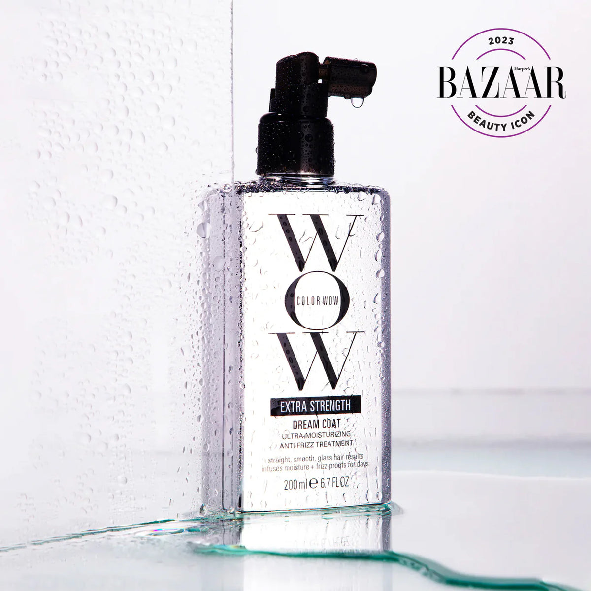 Color WOW Extra Strength Dream Coat 200ml bottle showing sleek packaging for frizz control and shine enhancement