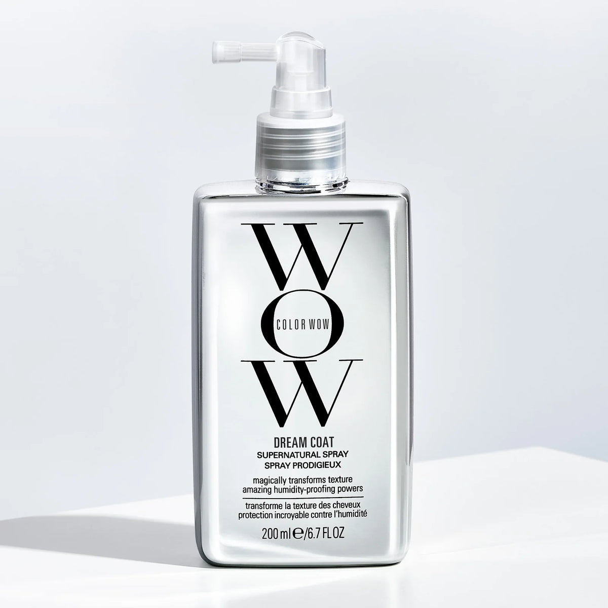 Color WOW Dream Coat Supernatural Spray for hair, 200ml bottle, shiny, sleek hair finish, haircare product.