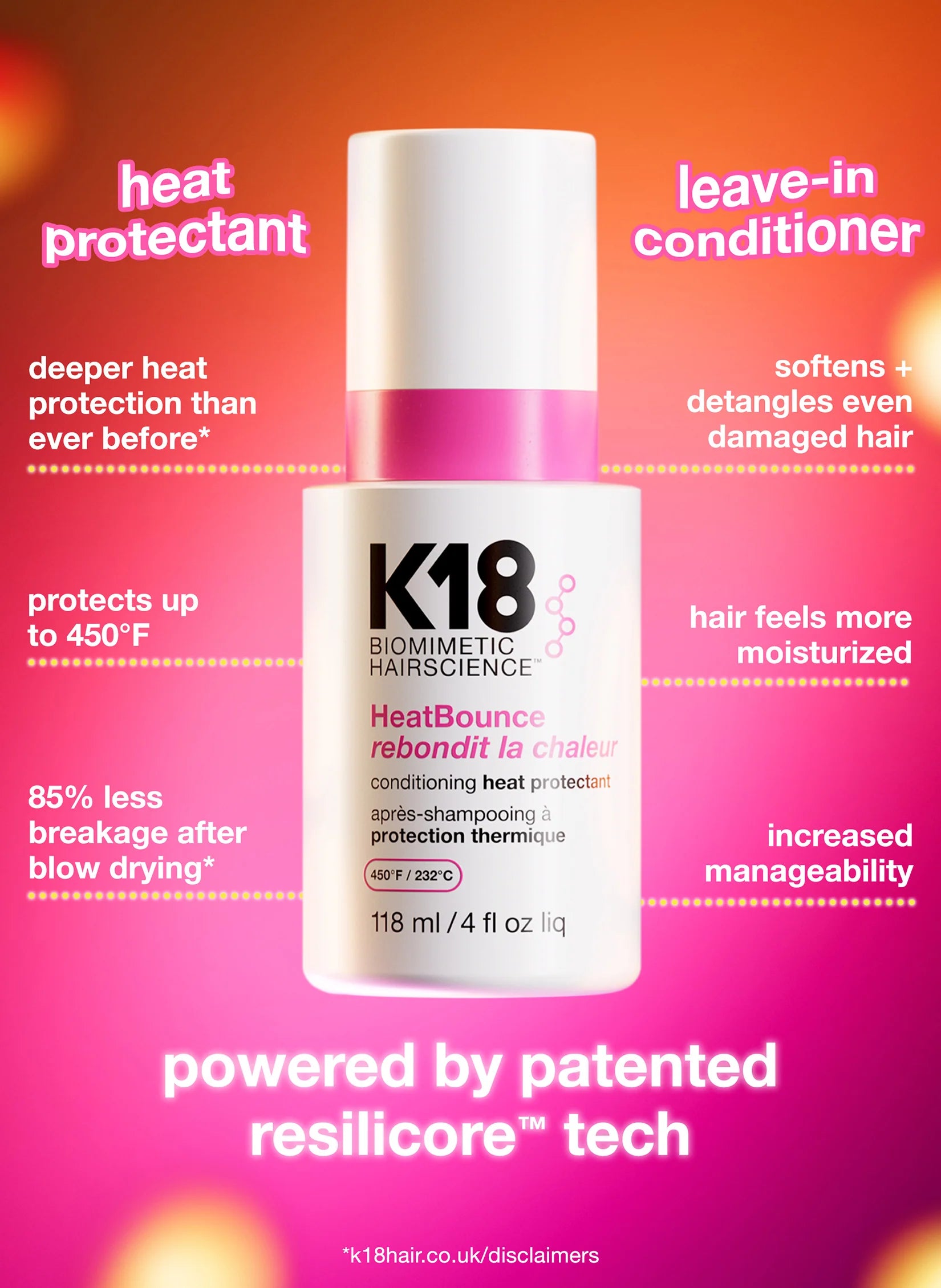 K18 HeatBounce Conditioning Heat Protectant 118ml image 1