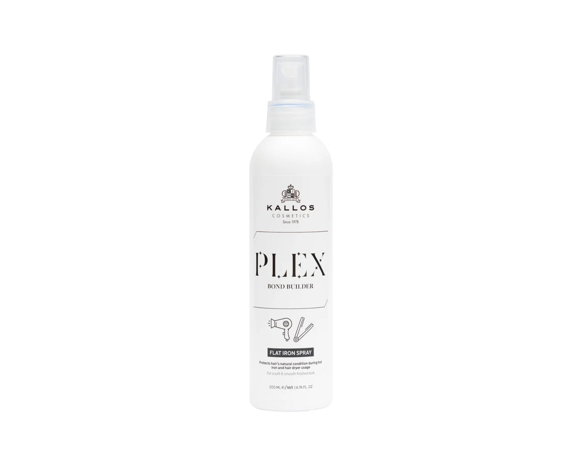 Kallos Plex Bond Builder haircare bottle, 200ml, with sleek design and label showcasing the Kallos brand and product details.
