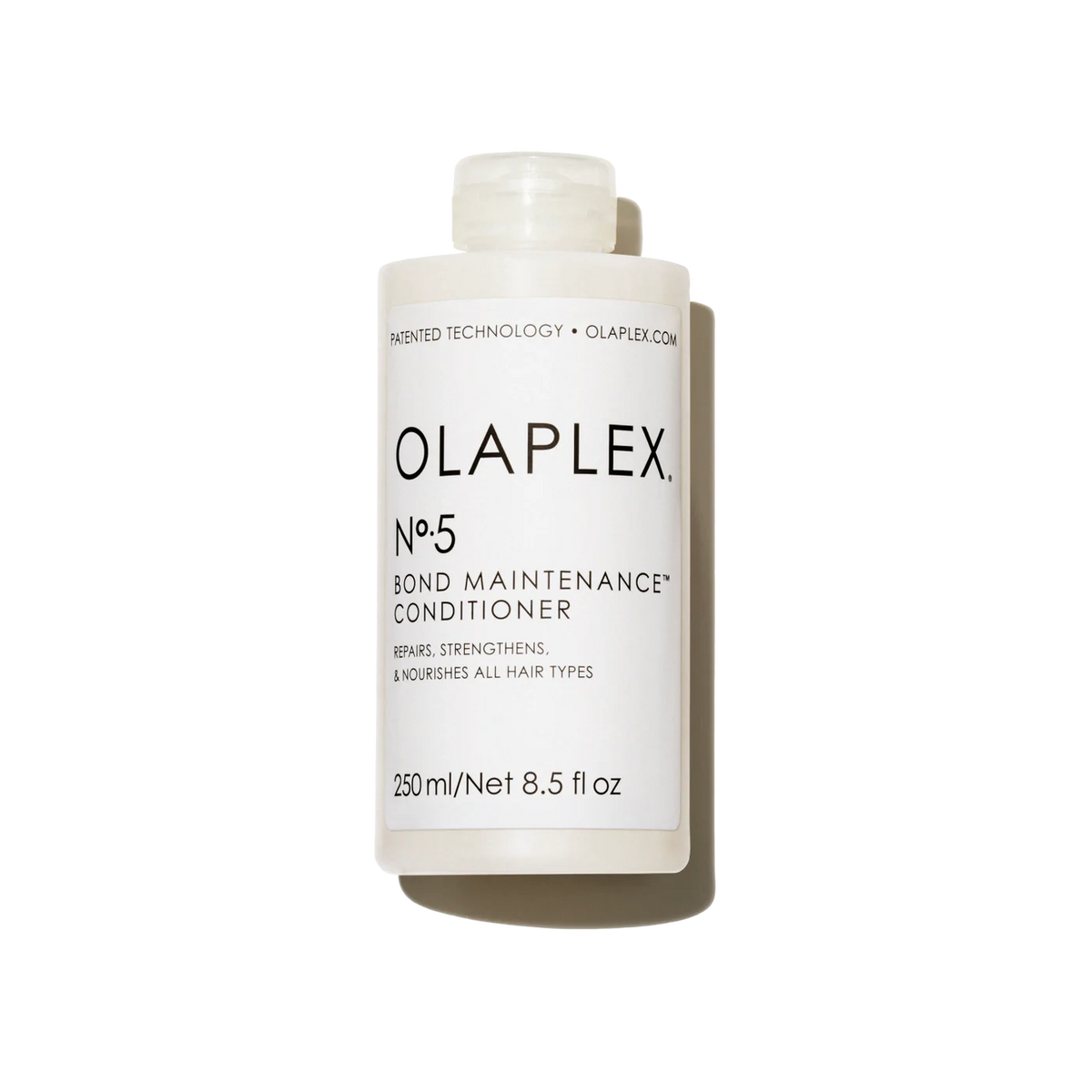 Olaplex No.5 Bond Maintenance Conditioner 250ml bottle showing the product label and packaging for damaged hair repair.
