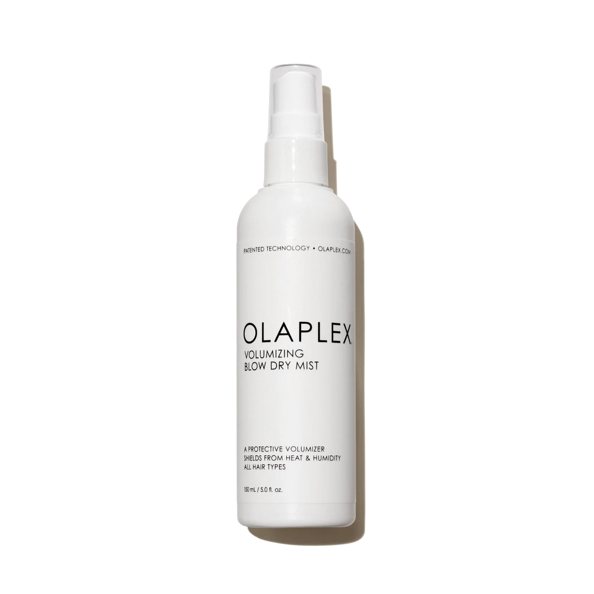 Olaplex Volumizing Blow Dry Mist 150ml spray bottle with clear label and nozzle, designed to add volume to hair during blow drying.