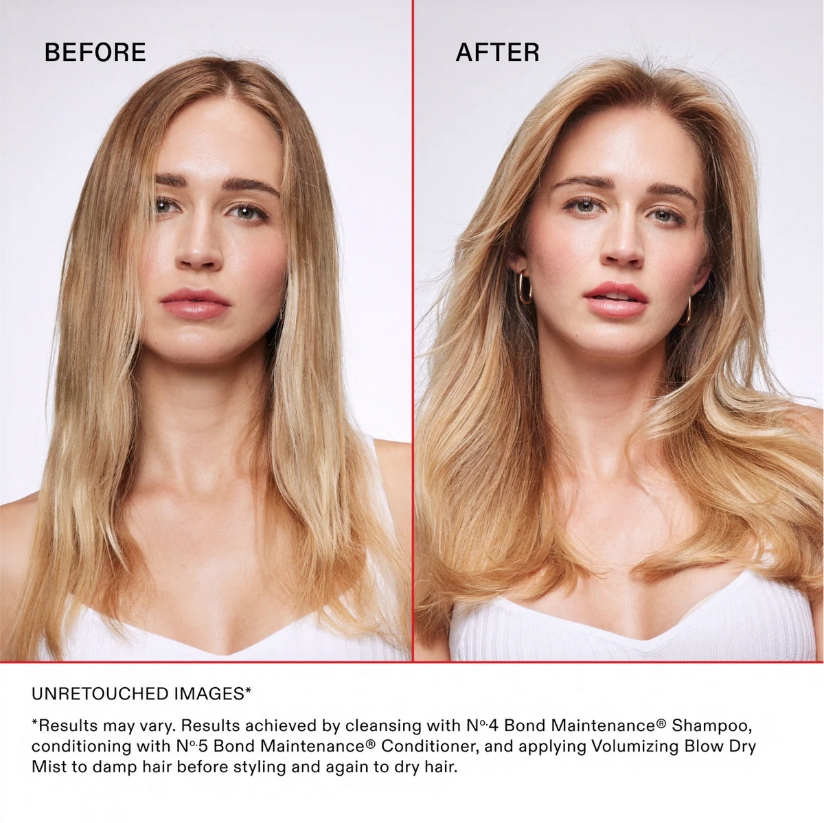 Olaplex Volumizing Blow Dry Mist 150ml spray bottle with clear label and pump, designed to add volume to hair during styling.